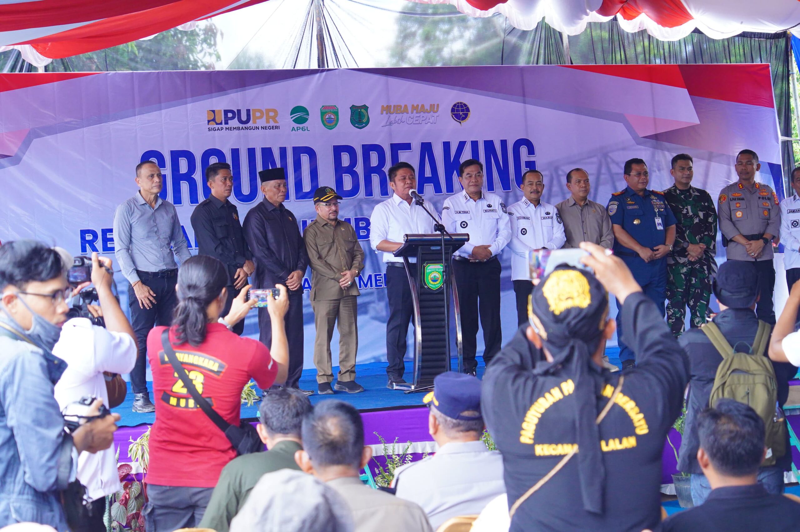 Gubernur H. Herman Deru dan Bupati Muba H M. Toha Resmikan Groundbreaking Revitalisasi Jembatan P6 Sungai Lalan